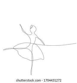 Ballet Dancer One Line Drawing. Vector Illustration