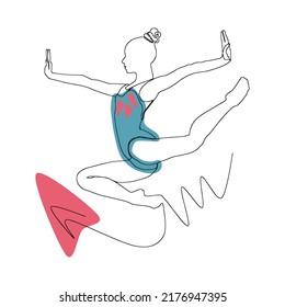 A ballet dancer in a ballet pose. A ballerina drawn with a single line. Ballerina one line
