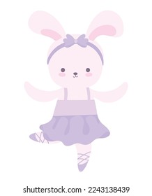 ballet dancer rabbit in tutu icon isolated