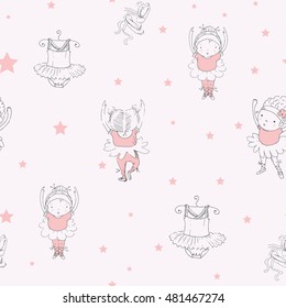 ballet dancer /seamless pattern with  ballerinas /can be used for kid's or baby's shirt design/fashion print design/fashion graphic/t-shirt/kids wear