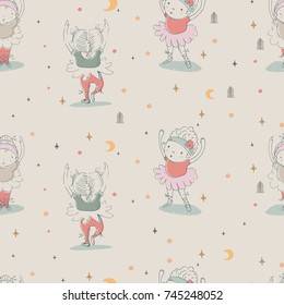ballet dancer /seamless pattern with ballerinas /can be used for kid's or baby's shirt design/fashion print design/fashion graphic/t-shirt/kids wear