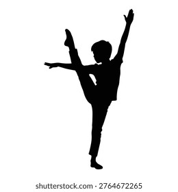 Ballet dancer silhouette with arms gracefully raised in midmotion pose