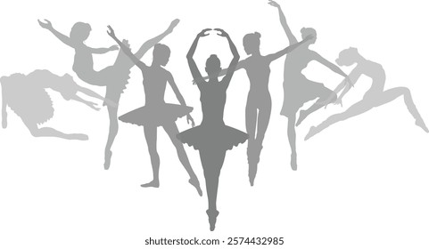 Ballet dancer silhouette ballerina dancers poses woman dancing silhouettes