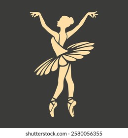 Ballet dancer silhouette. Ballerina girl dancing in pointe shoes. Vector illustration.