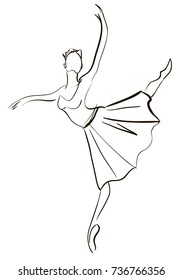 Ballet Dancer, silhouette of a ballerina, vector Illustration, sketch, vector