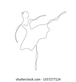 Ballet dancer silhouette, continuous line drawing vector illustration