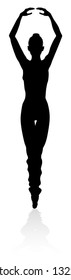 Ballet dancer silhouette dancing in a pose or position