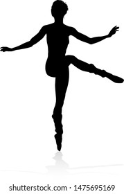 Ballet dancer silhouette dancing in a pose or position