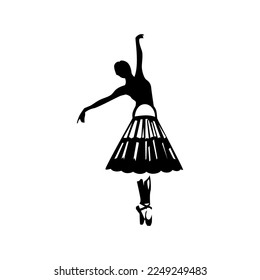 ballet dancer silhouette design illustration black color on white background