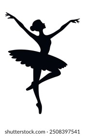 Ballet dancer silhouette isolated om white background