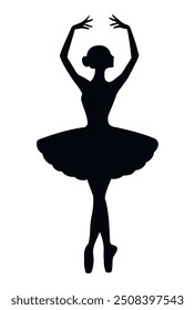 Ballet dancer silhouette isolated om white background