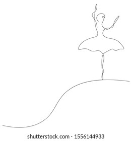 Ballet dancer silhouette line drawing, vector illustration