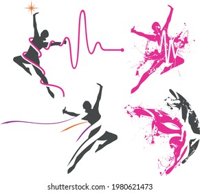 ballet dancer silhouette with ribbon ornament