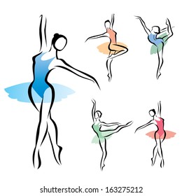 ballet dancer silhouette, set of vectors symbols