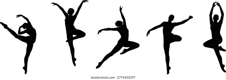 Siluetas del bailarín ballet