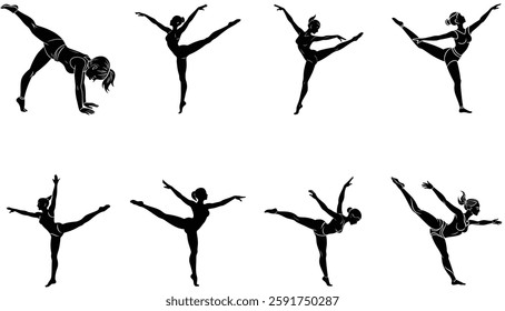 Ballet dancer silhouettes isolated on white