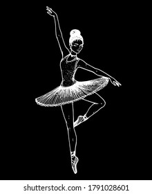 Ballet dancer sketch illustration. Ballerina vector illustration. Hand drawn.