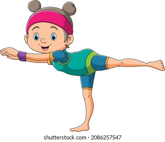 The ballet dancer is stretching up her body of illustration