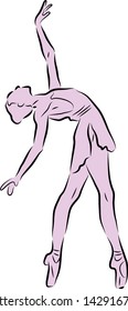 Ballet dancer vector drawing with silhouette