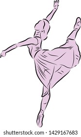 Ballet dancer vector drawing with silhouette