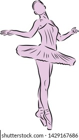 Ballet dancer vector drawing with silhouette