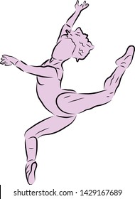 Ballet dancer vector drawing with silhouette