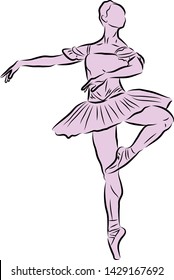 Ballet dancer vector drawing with silhouette