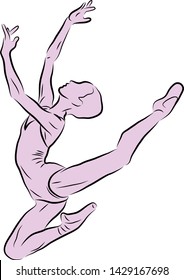 Ballet dancer vector drawing with silhouette