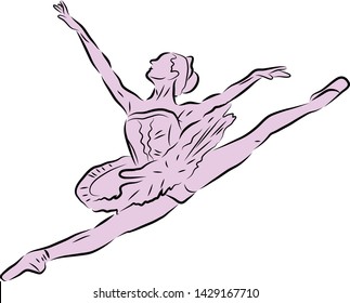 Ballet dancer vector drawing with silhouette