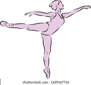 Ballet dancer vector drawing with silhouette