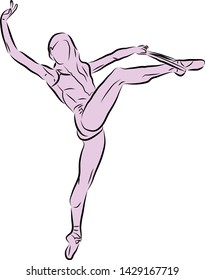 Ballet dancer vector drawing with silhouette