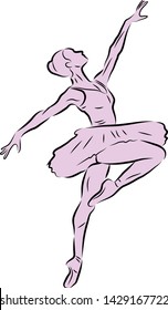 Ballet dancer vector drawing with silhouette