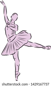 Ballet dancer vector drawing with silhouette