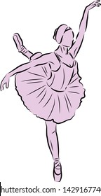 Ballet dancer vector drawing with silhouette