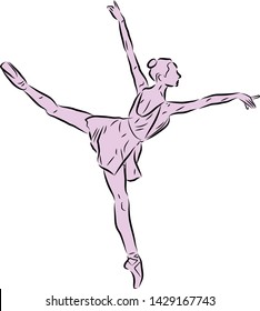 Ballet dancer vector drawing with silhouette