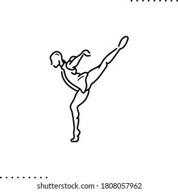 Ballet dancer vector icon in outline
