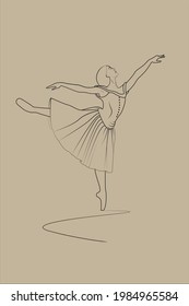 Ballet dancer vector line artwork 