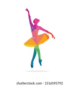 Ballet dancer vector logo design. Logo design for ballet school and  dance studio. 