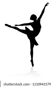 Ballet dancer woman in silhouette dancing in posed position