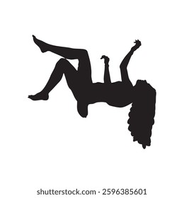 Ballet dancer woman silhouette vector illustration in black and white.







