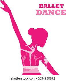 Ballet dancer woman vector pink