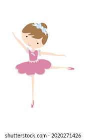 ballet dancer.a little ballerina, a fairy in a magnificent dress with a bow in her hair, is dancing.vector graphics.isolated on a white background.
