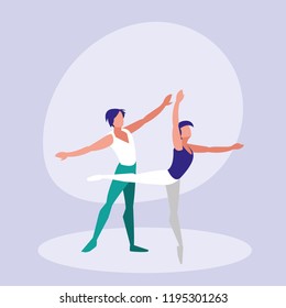 ballet dancers men isolated icon