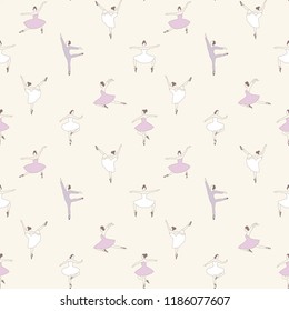 Ballet dancers retro seamless pattern. Vector illustration
