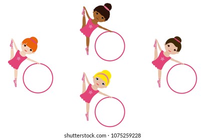 Ballet dancers with rings in vector