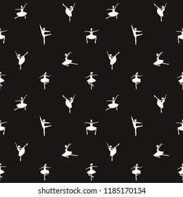 Ballet dancers seamless pattern. Vector flat illustration