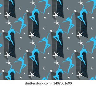 Ballet dancers seamless pattern. Vector background with ballerinas. Print for textile, cloth, wallpaper, scrapbooking