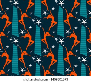 Ballet dancers seamless pattern. Vector background with ballerinas. Print for textile, cloth, wallpaper, scrapbooking