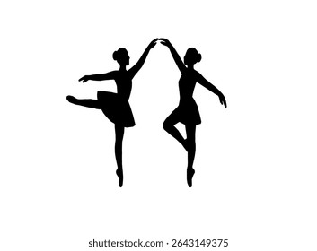 silhuetas de bailarinos. conjunto de silhuetas ballerina com várias poses de balé clássico. Silhueta preta de bailarinos em poses graciosas. Conjunto de silhuetas de bailarina.