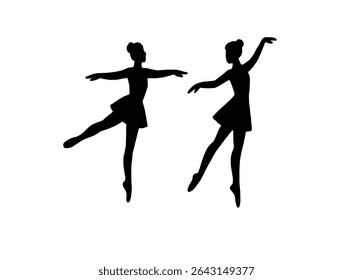 silhuetas de bailarinos. conjunto de silhuetas ballerina com várias poses de balé clássico. Silhueta preta de bailarinos em poses graciosas. Conjunto de silhuetas de bailarina.